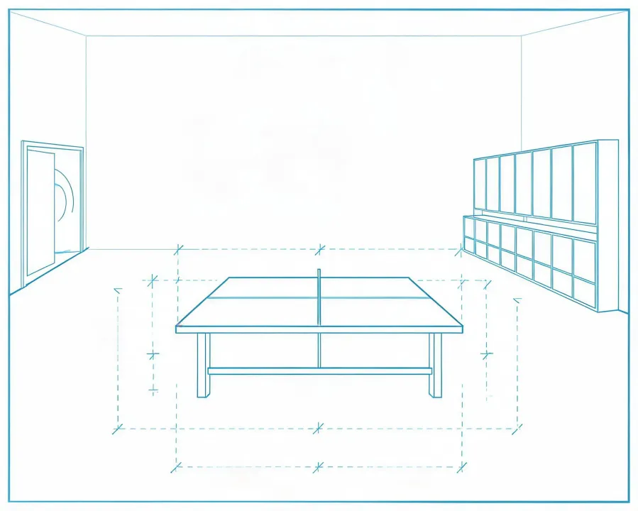 Table tennis room planning sketch